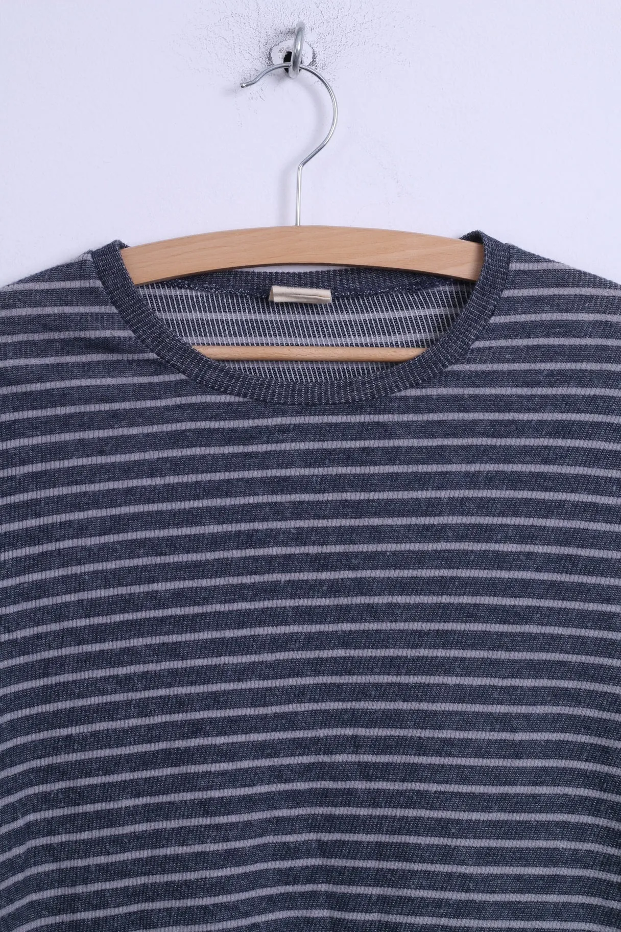 Hollister California Womens M Shirt Grey Striped Cotton Long Sleeve Stretch Top