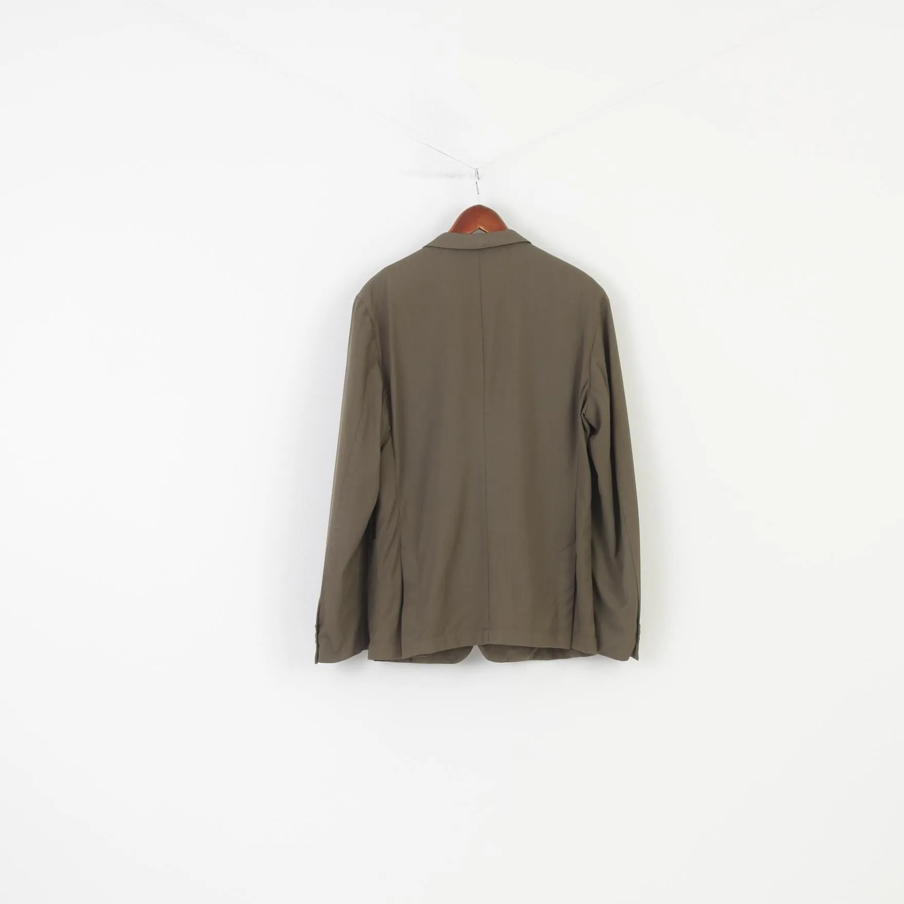 Hugo Boss Men 42 52 Blazer  Khaki Wool Super 110 Breasted Jacket Top