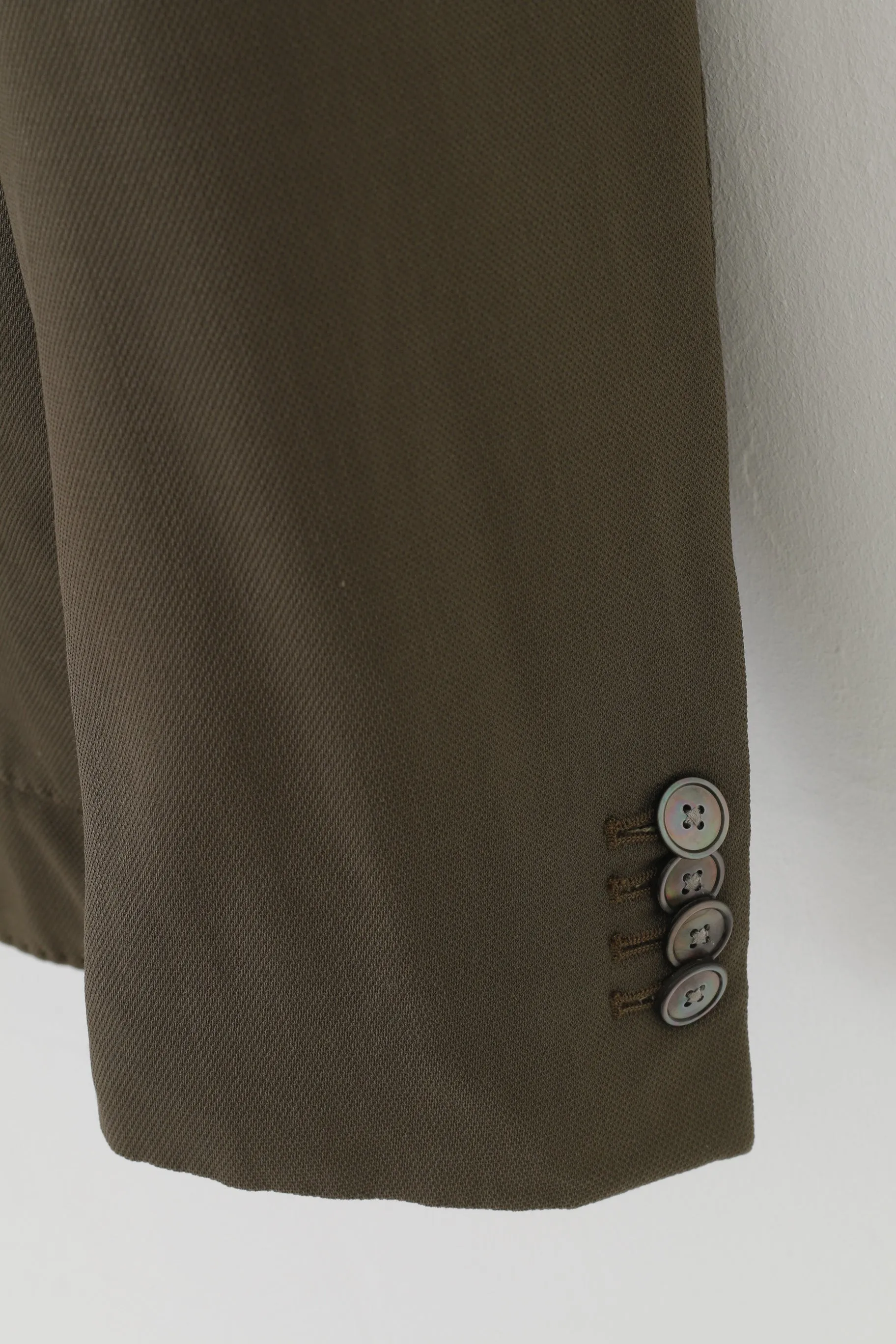 Hugo Boss Men 42 52 Blazer  Khaki Wool Super 110 Breasted Jacket Top