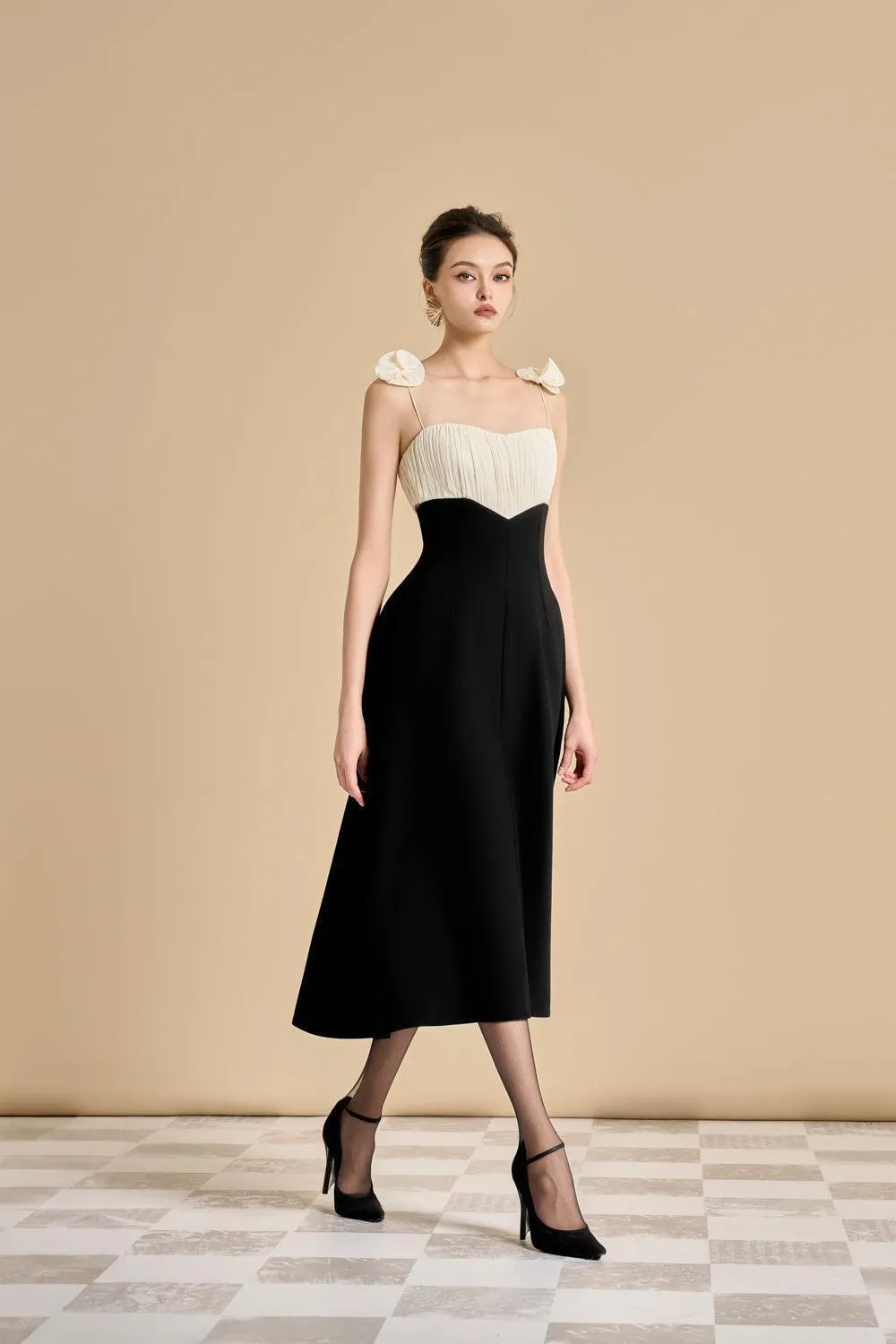 Hyacinth A-line Spaghetti Strap Polyester Midi Dress Gloria Lanvin