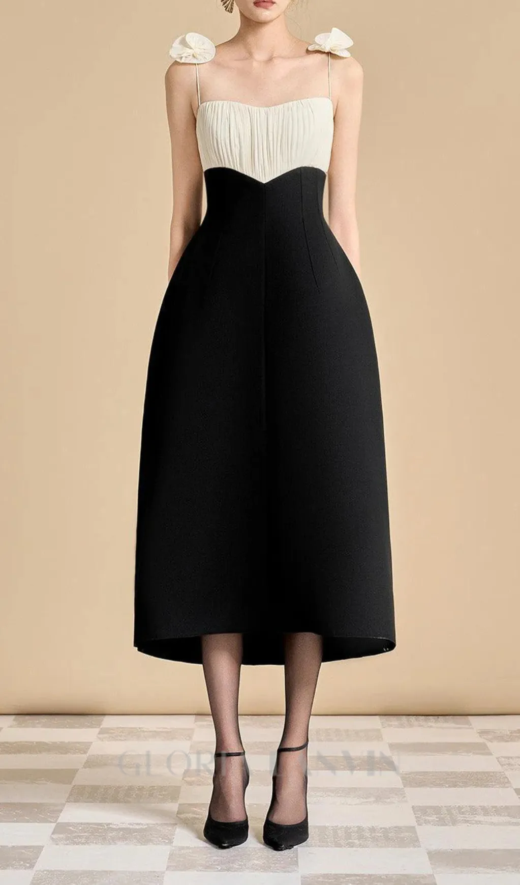 Hyacinth A-line Spaghetti Strap Polyester Midi Dress Gloria Lanvin