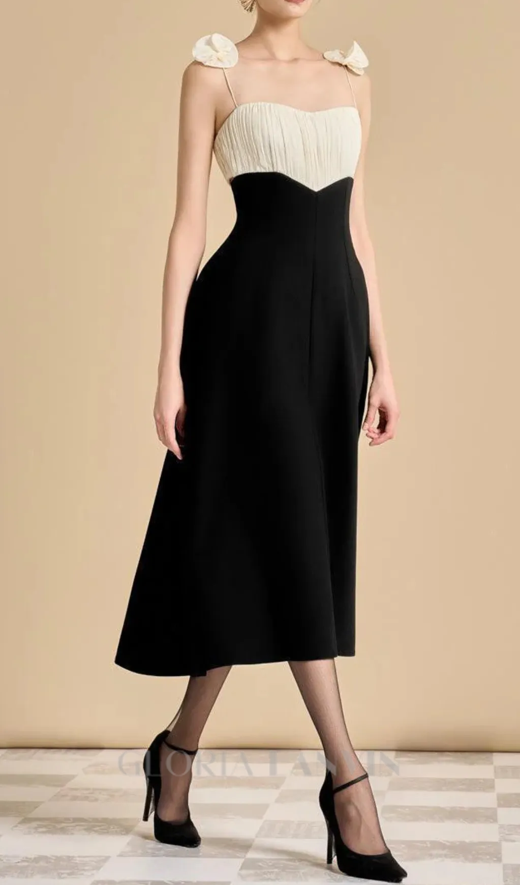 Hyacinth A-line Spaghetti Strap Polyester Midi Dress Gloria Lanvin