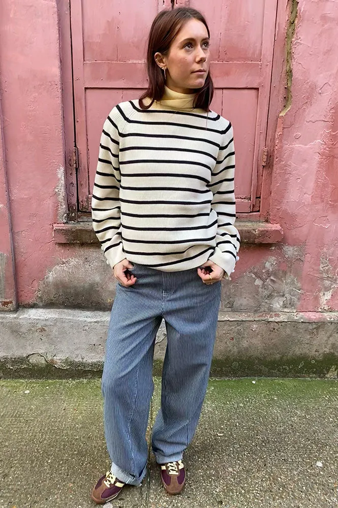 ICHI Boston Birch With Black Stripe Pullover