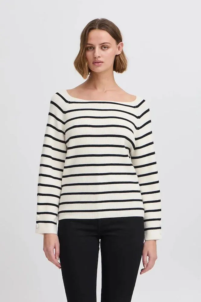 ICHI Boston Birch With Black Stripe Pullover