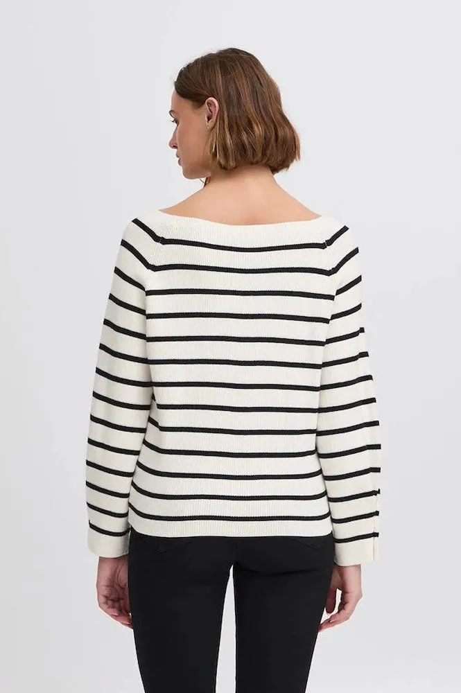 ICHI Boston Birch With Black Stripe Pullover