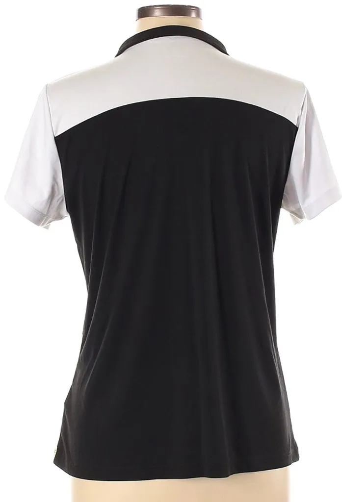 Izod Black & White Zip Polo with Yellow Sides Size L