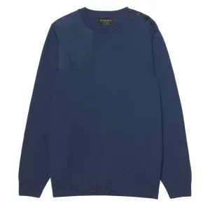 James Purdey Merino Button Crew Neck Sweater Navy