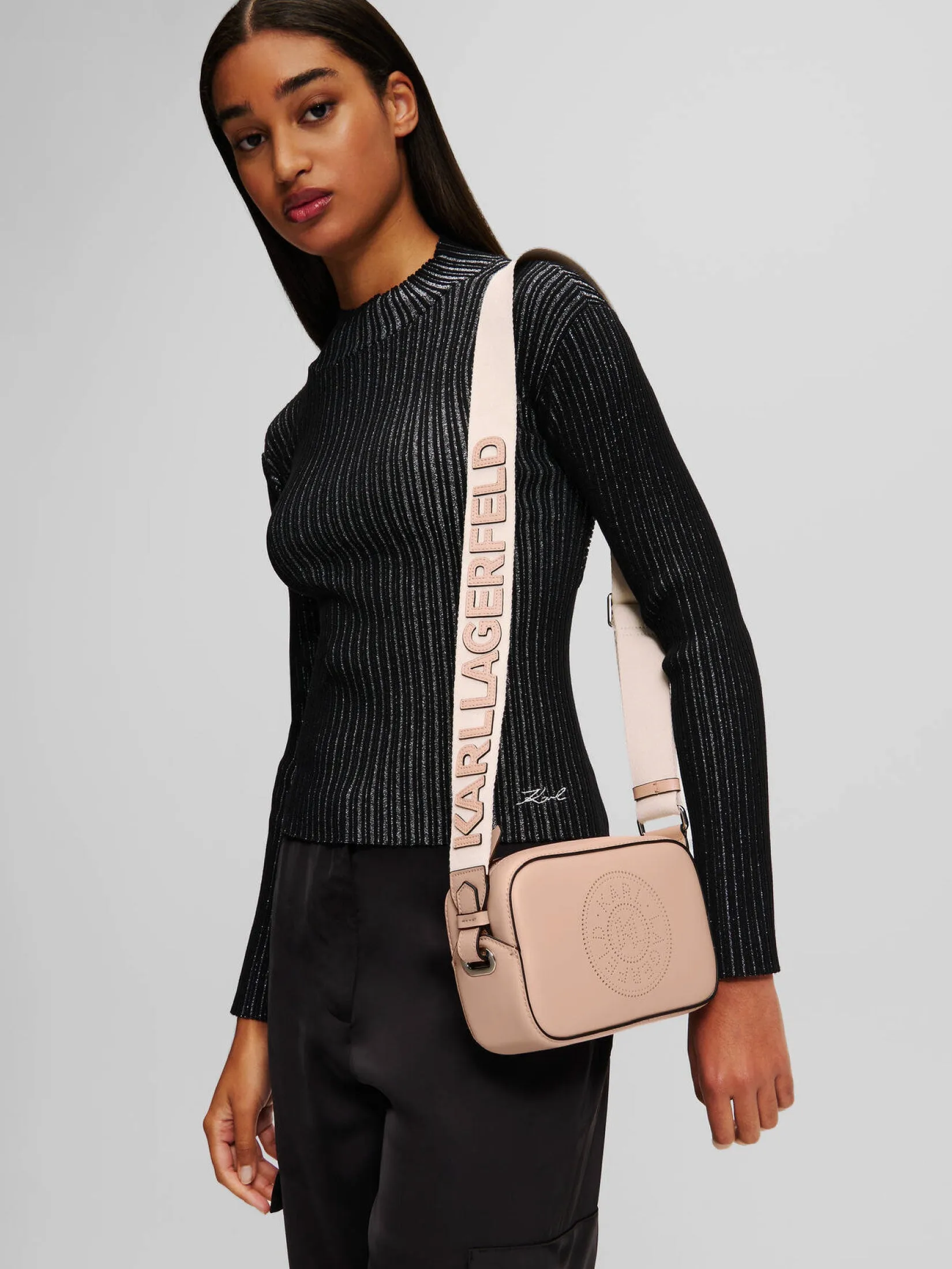 K/CIRCLE PERFORATED CROSSBODY BAG