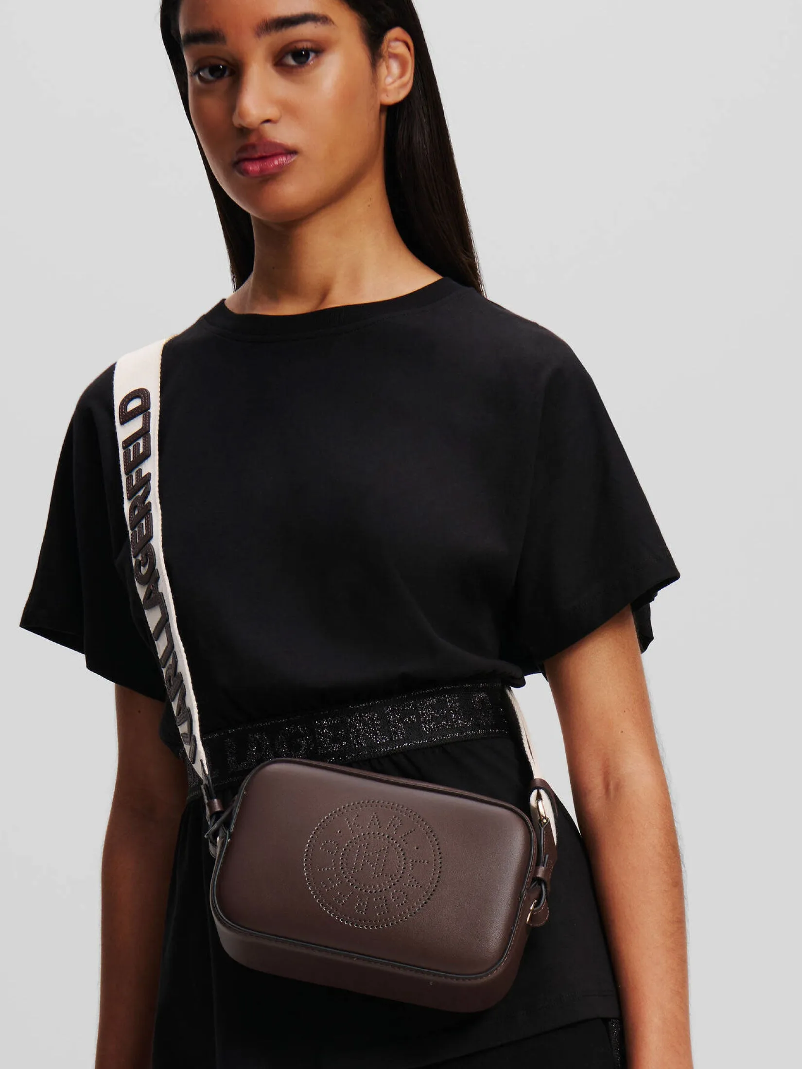 K/CIRCLE PERFORATED CROSSBODY BAG