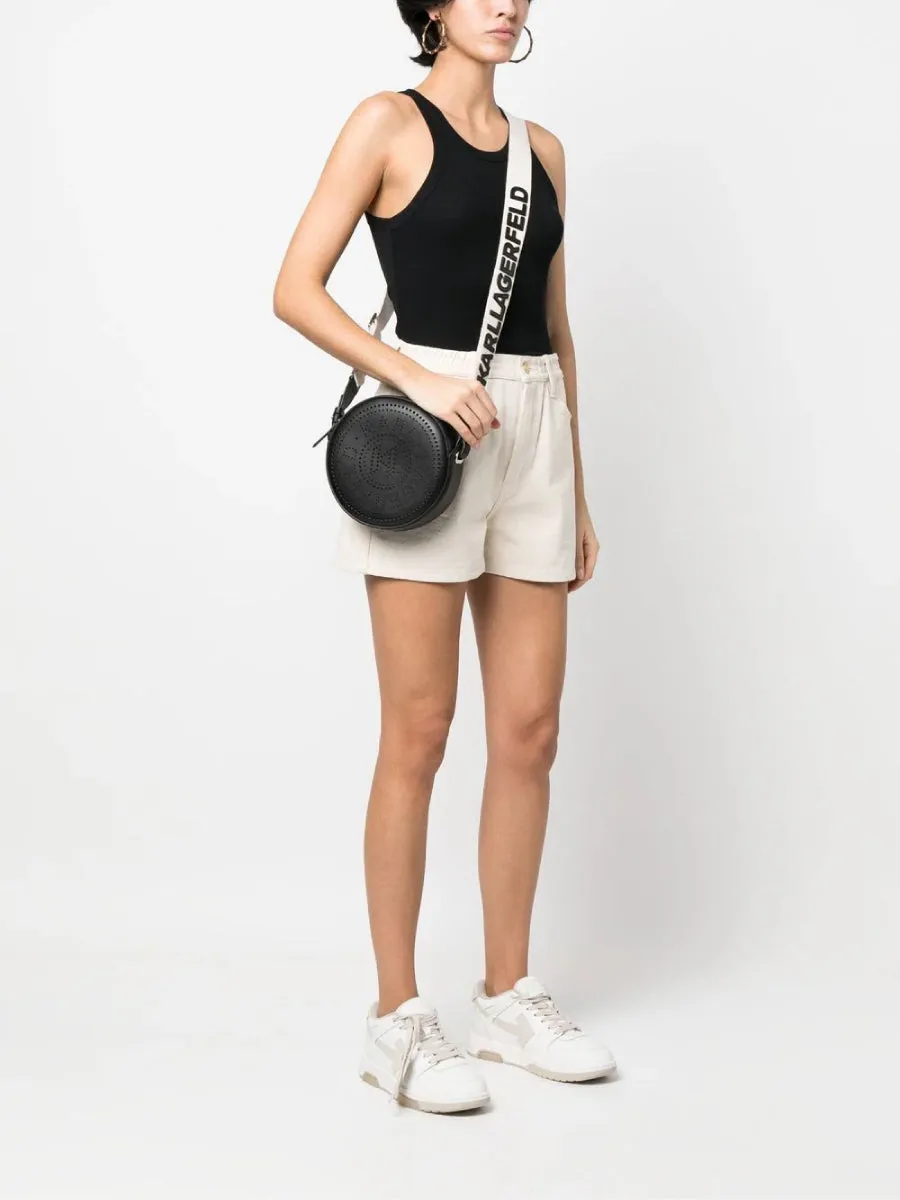 K/CIRCLE ROUND PERFORATED LOGO CROSSBODY BAG