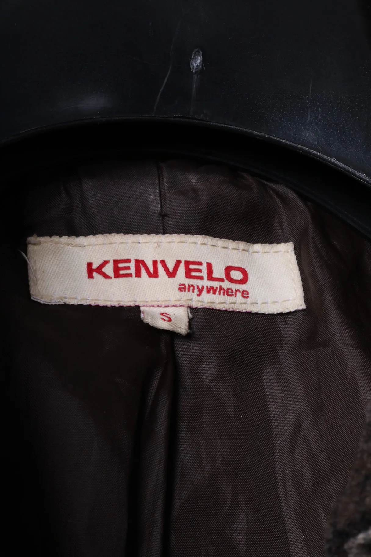 Kenvelo Womens S Coat Brown Check Wool Double Breasted Belted Classic Top