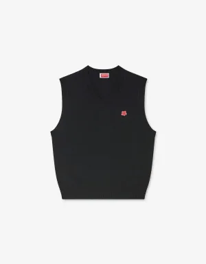 Kenzo Black Boke Flower Embroidered Sleeveless Wool Jumper