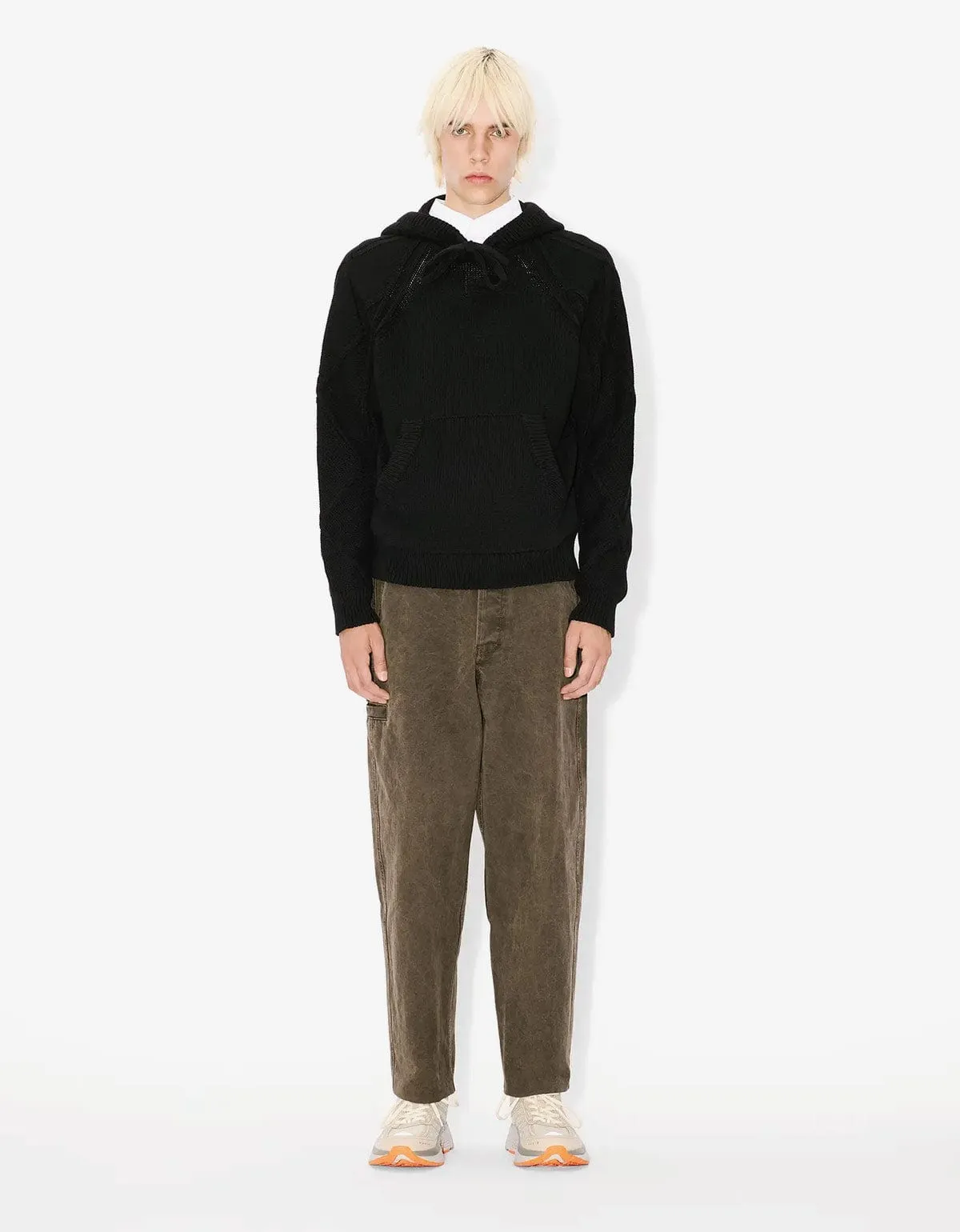 Kenzo Black Hand-Embroidered Cable Knitted Hoodie