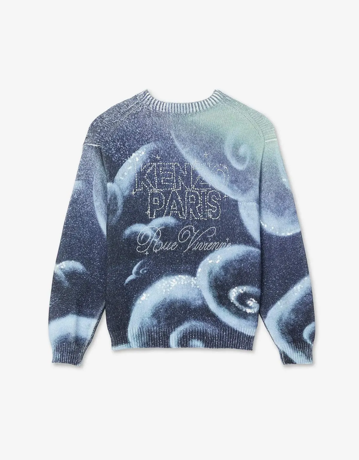 Kenzo Cloud Tiger Blue Embroidered Sweater