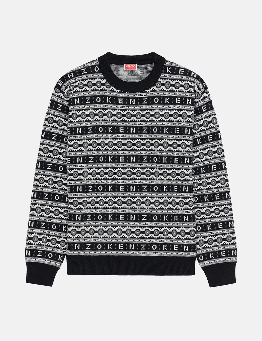 Kenzo Jacquard Regular Jumper (Merino Wool) - Black