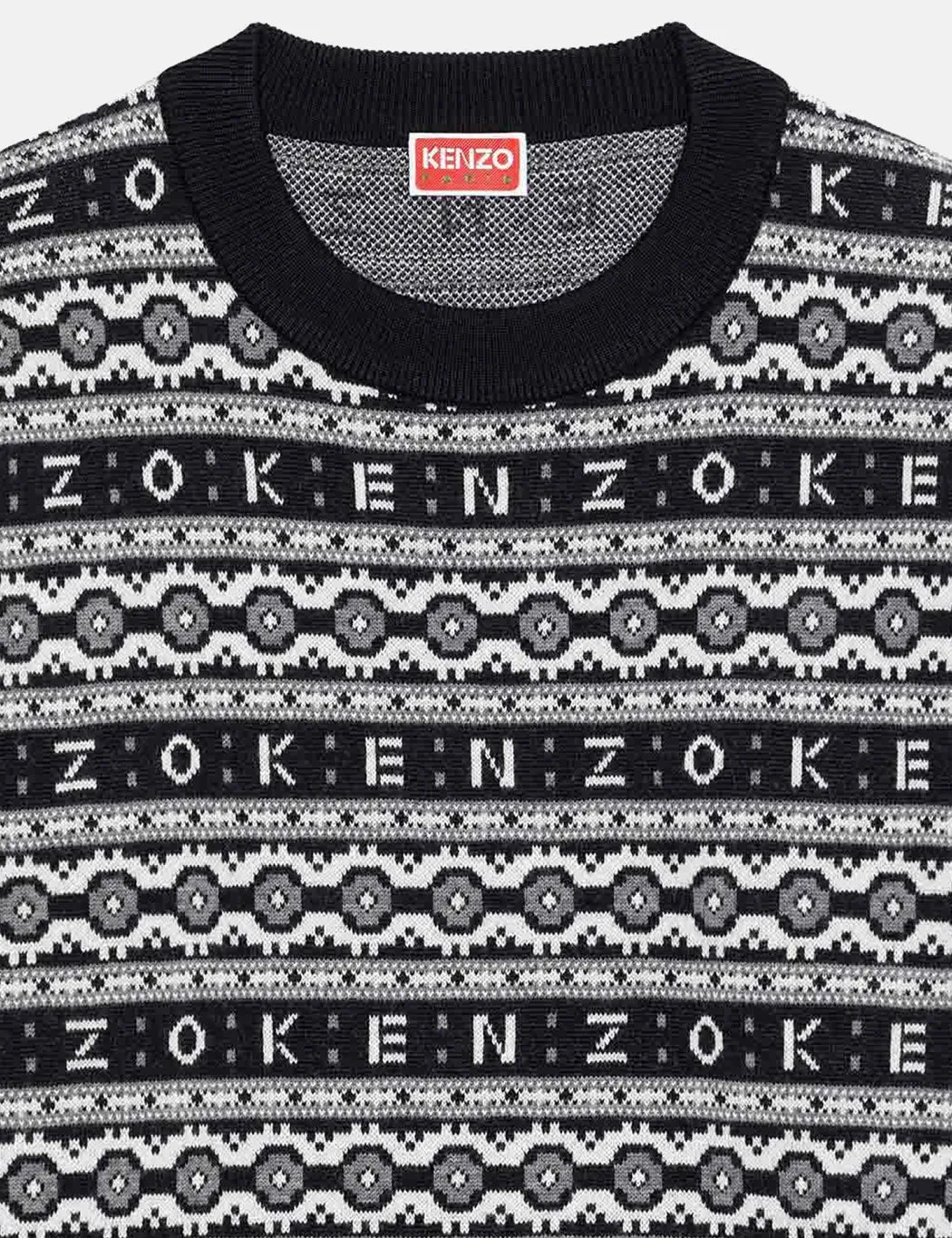 Kenzo Jacquard Regular Jumper (Merino Wool) - Black