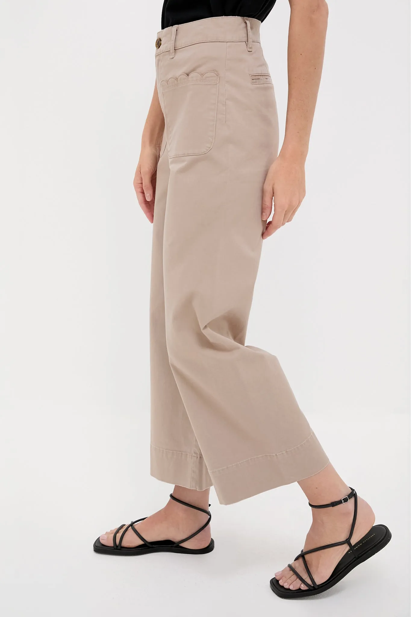 Khaki Chino Wide Leg Stretch Davis Pants
