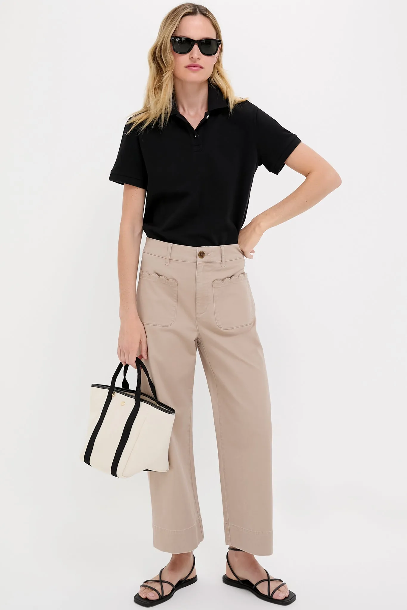 Khaki Chino Wide Leg Stretch Davis Pants
