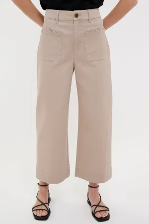 Khaki Chino Wide Leg Stretch Davis Pants