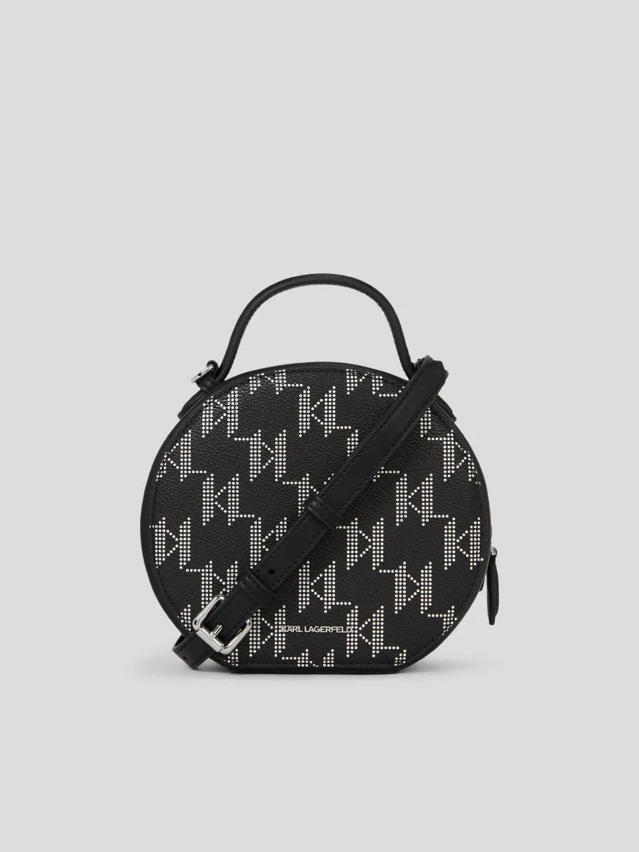K/IKONIK MONOGRAM ROUND CROSSBODY BAG