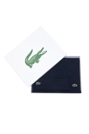 Lacoste Hat & Scarf Set Navy Blue