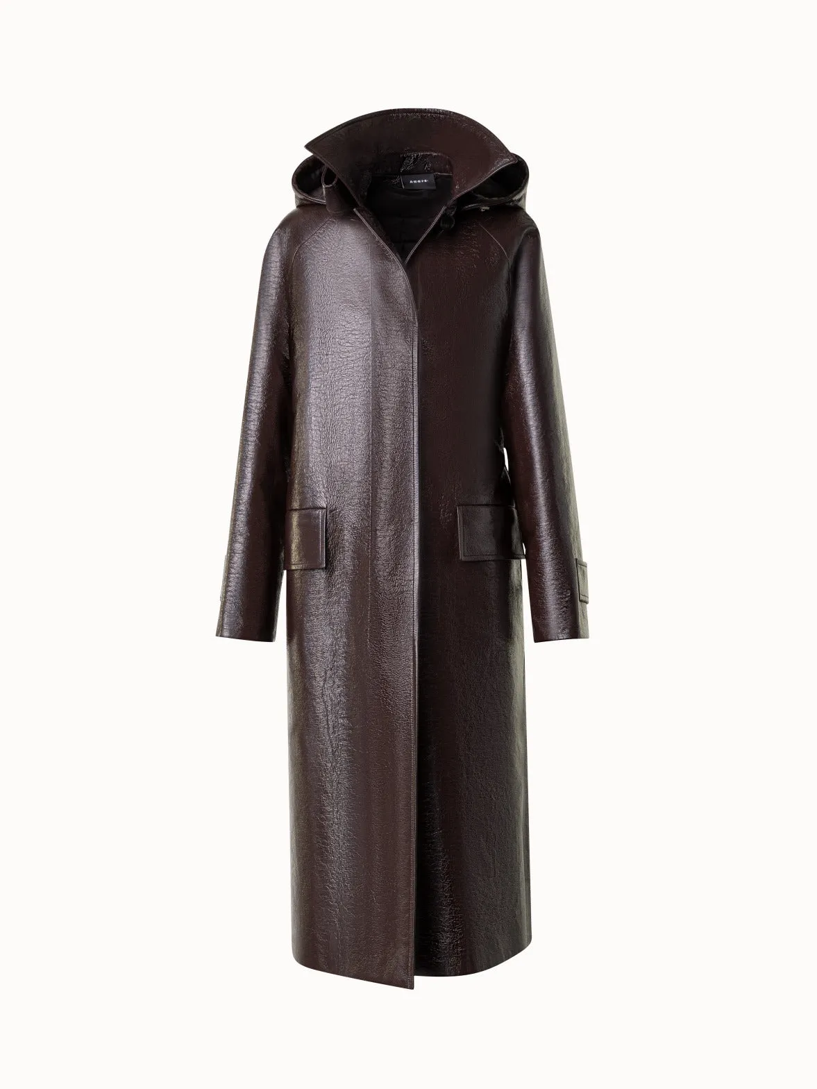 Lacquer Cotton Trench Coat with Detachable Hood Akris