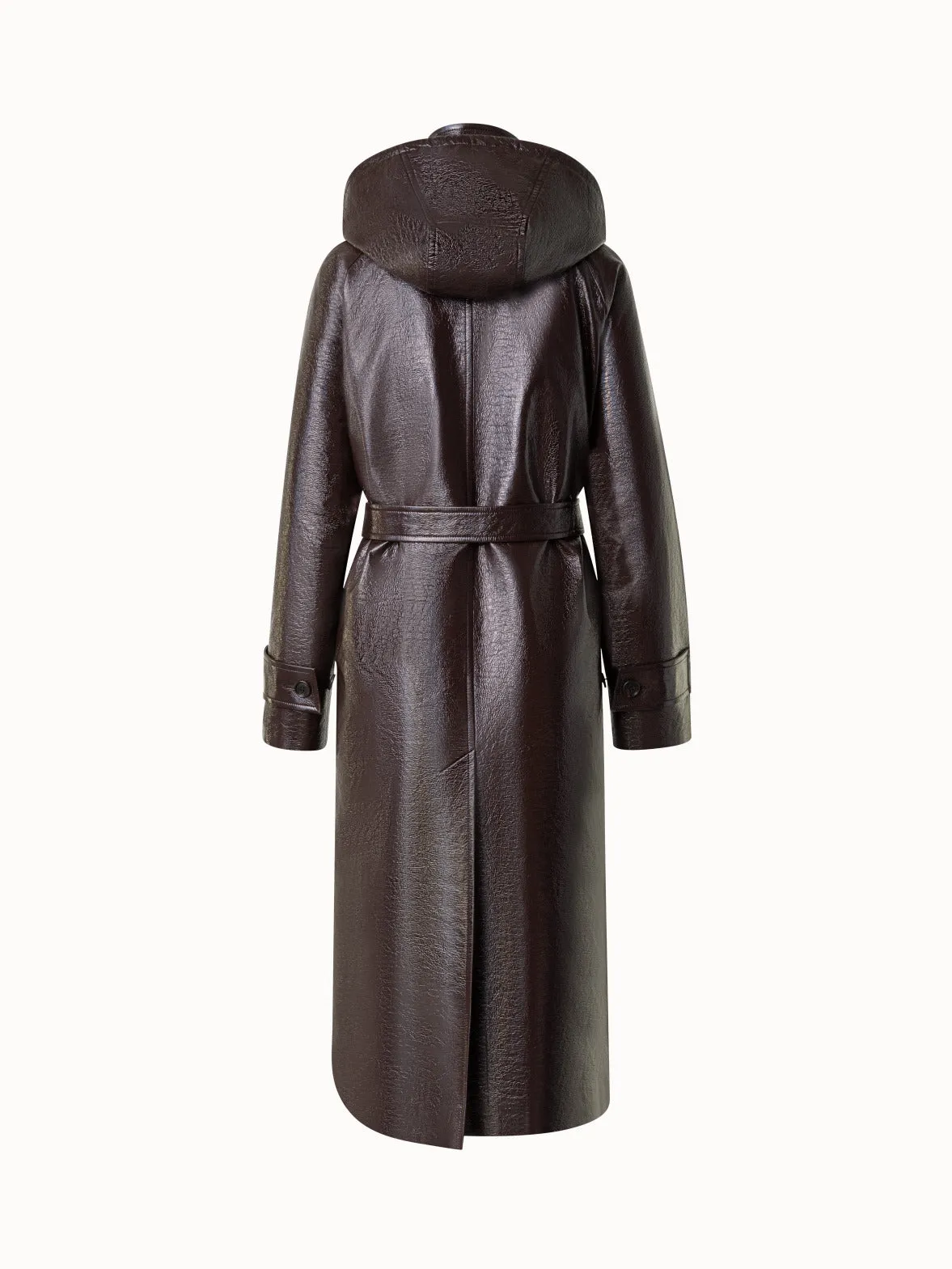 Lacquer Cotton Trench Coat with Detachable Hood Akris
