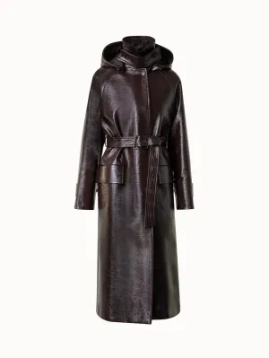 Lacquer Cotton Trench Coat with Detachable Hood Akris