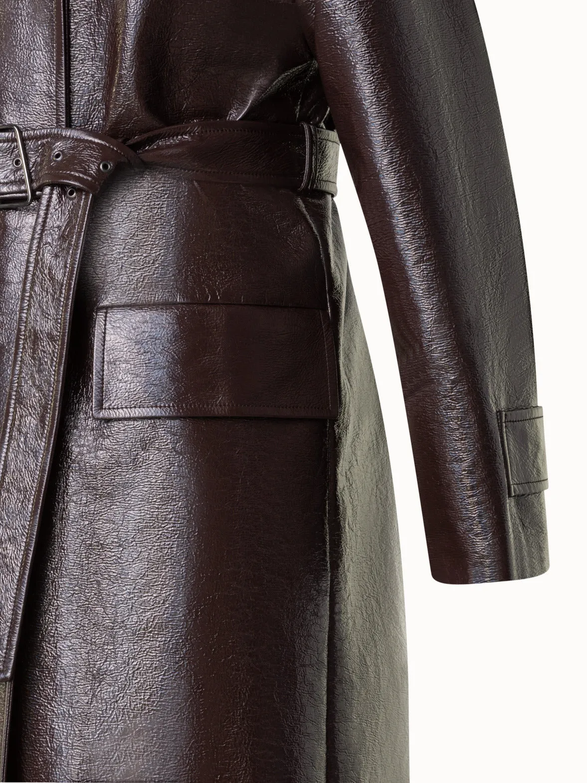 Lacquer Cotton Trench Coat with Detachable Hood Akris