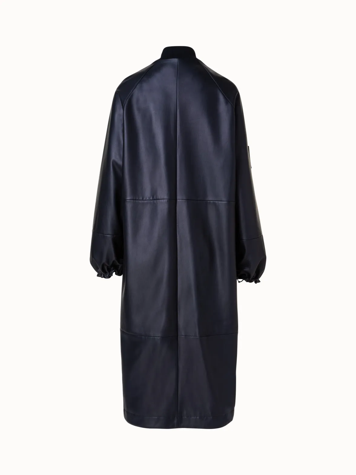 Lambskin Leather Long Bomber Jacket Akris