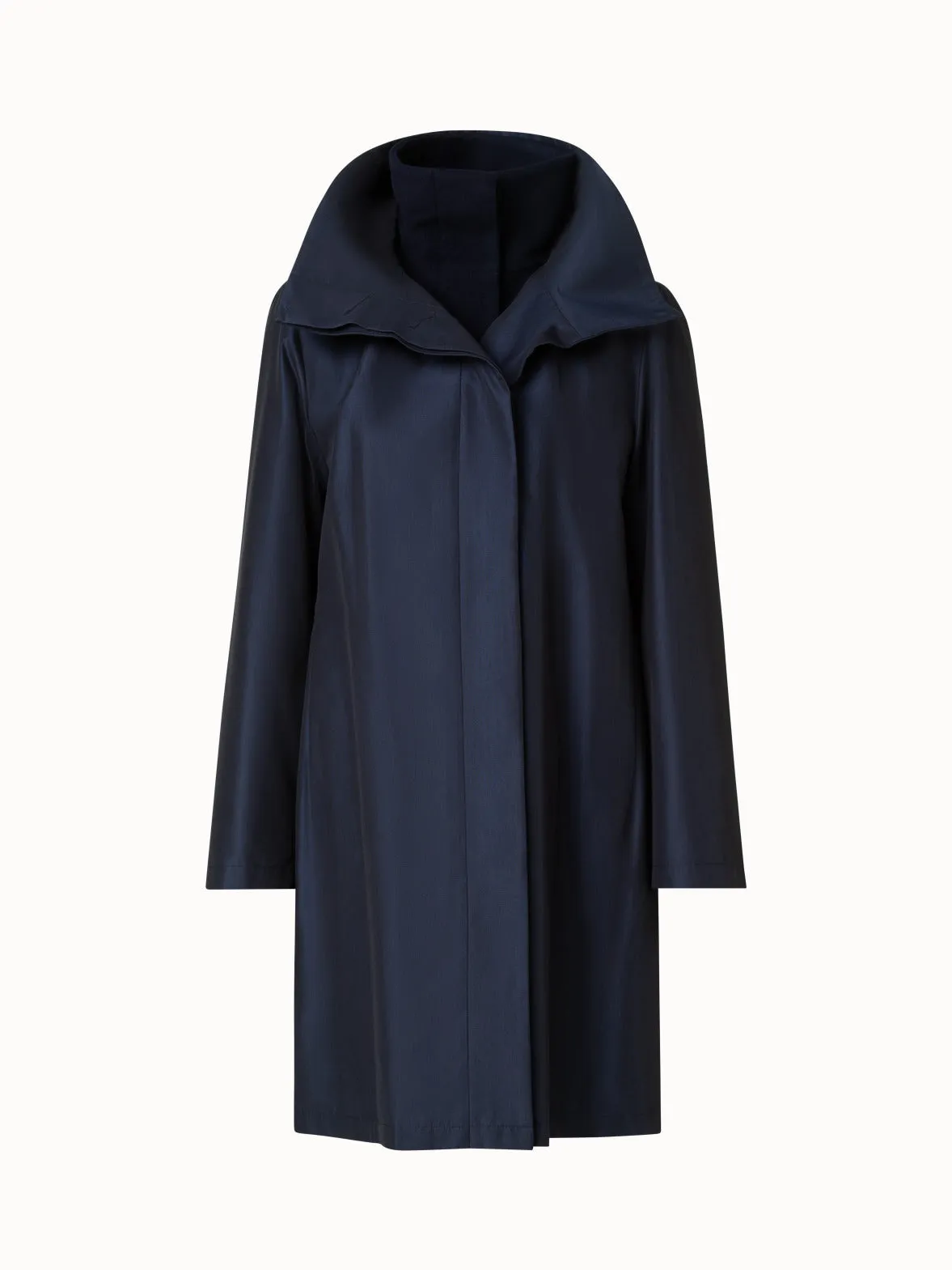 Layered Wool Coat with Removable Silk Layer Akris
