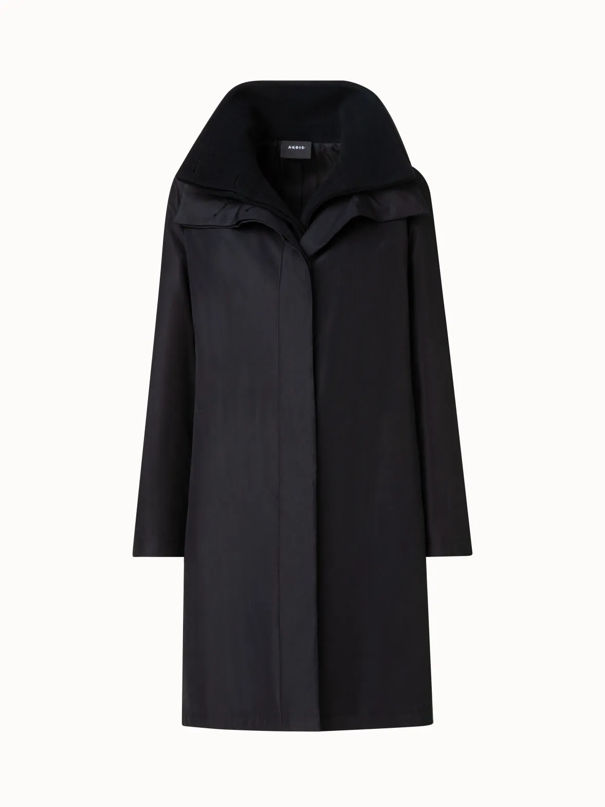 Layered Wool Coat with Removable Silk Layer Akris