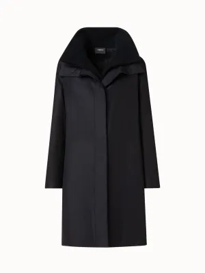 Layered Wool Coat with Removable Silk Layer Akris