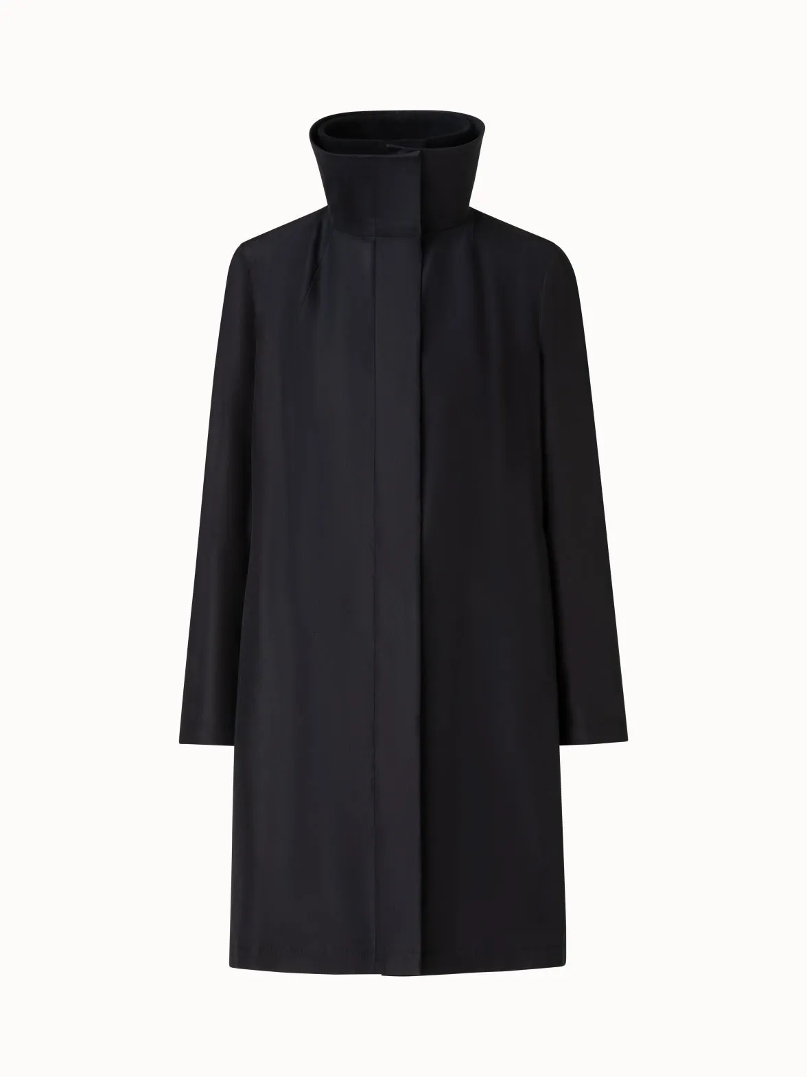 Layered Wool Coat with Removable Silk Layer Akris