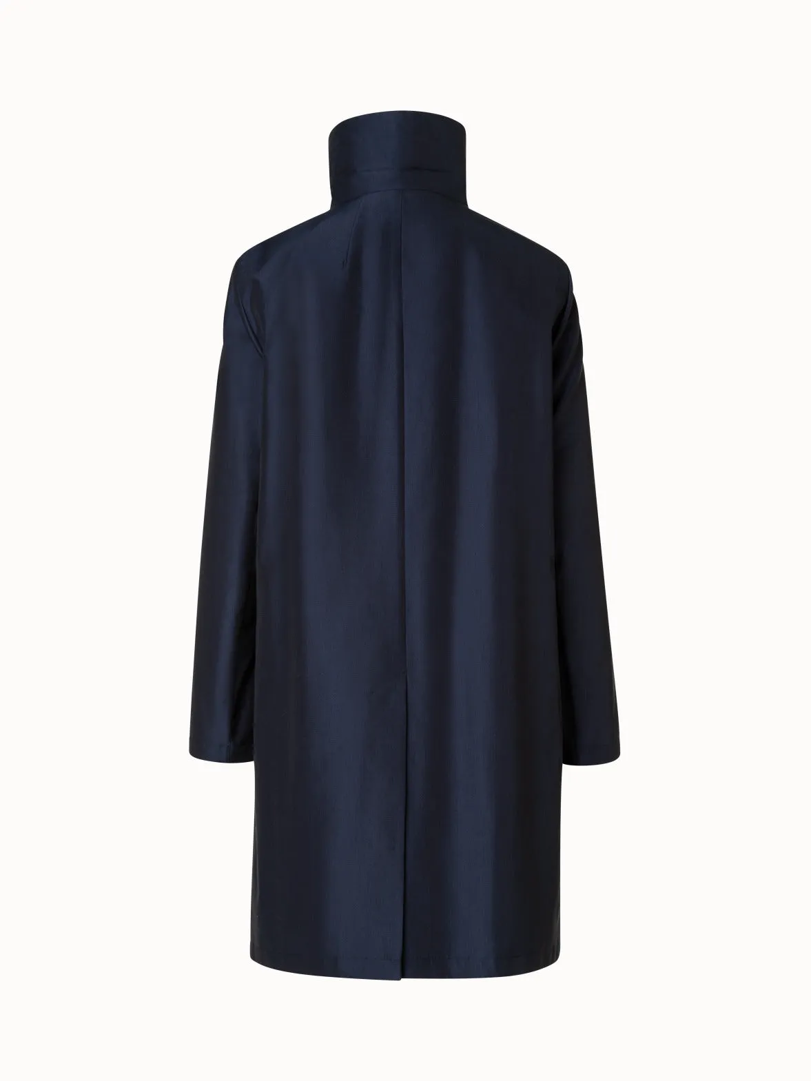 Layered Wool Coat with Removable Silk Layer Akris