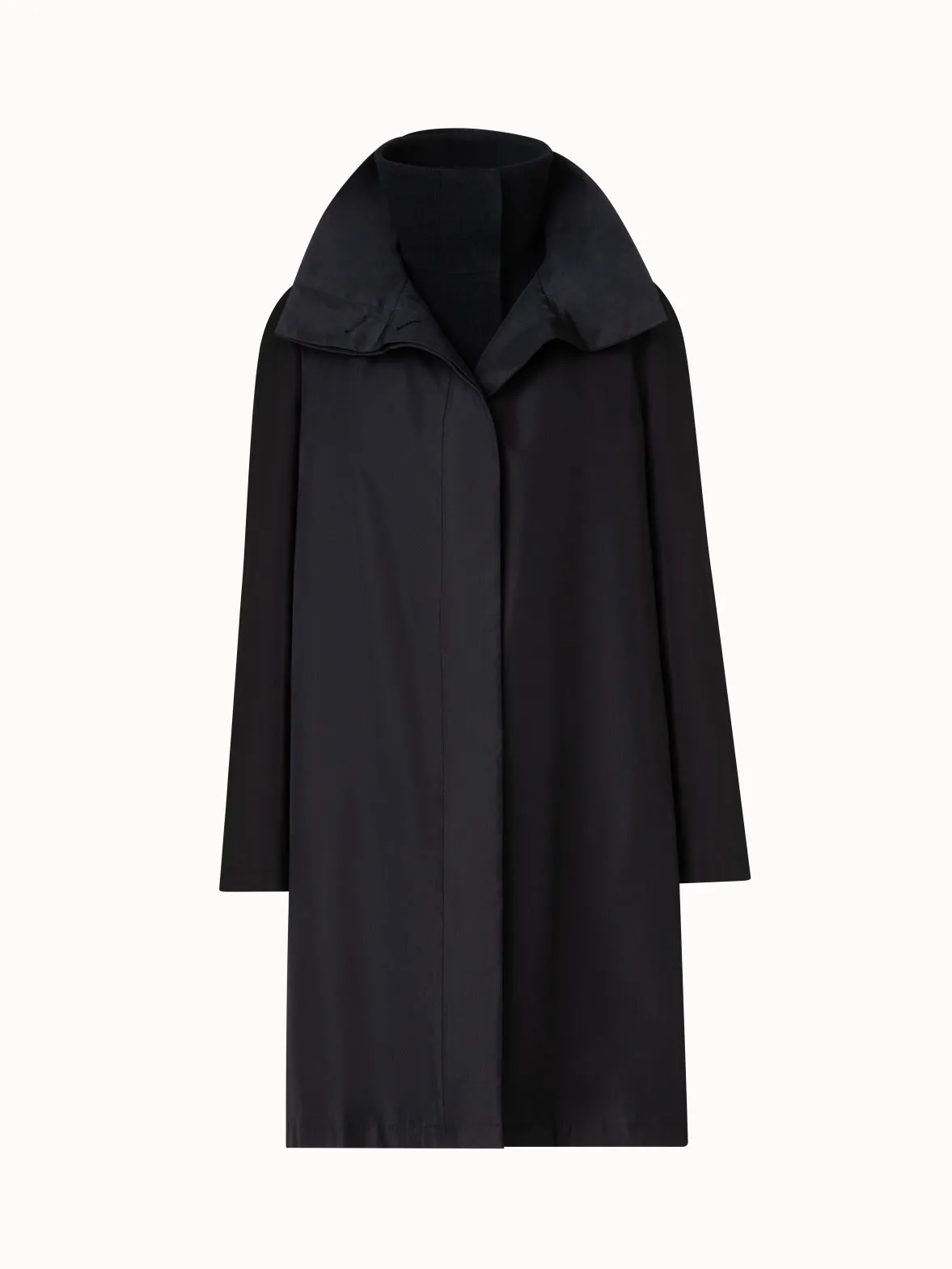 Layered Wool Coat with Removable Silk Layer Akris