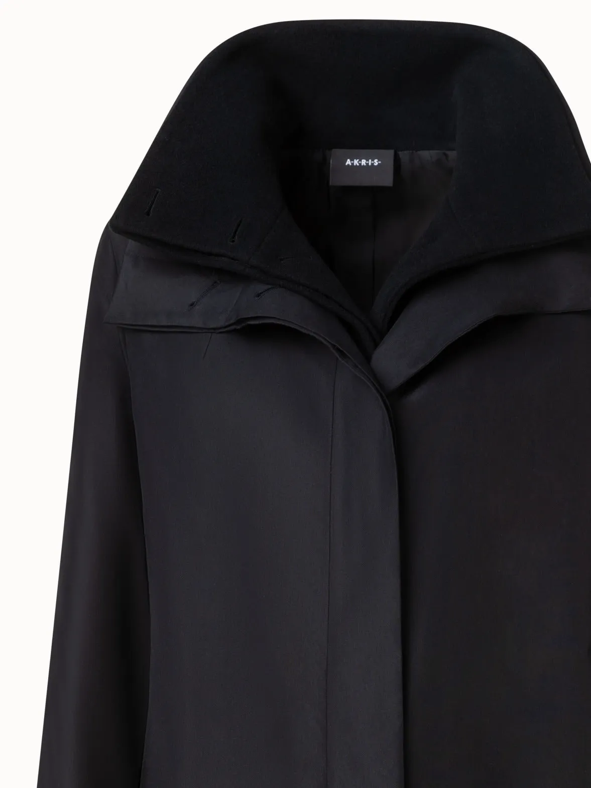 Layered Wool Coat with Removable Silk Layer Akris