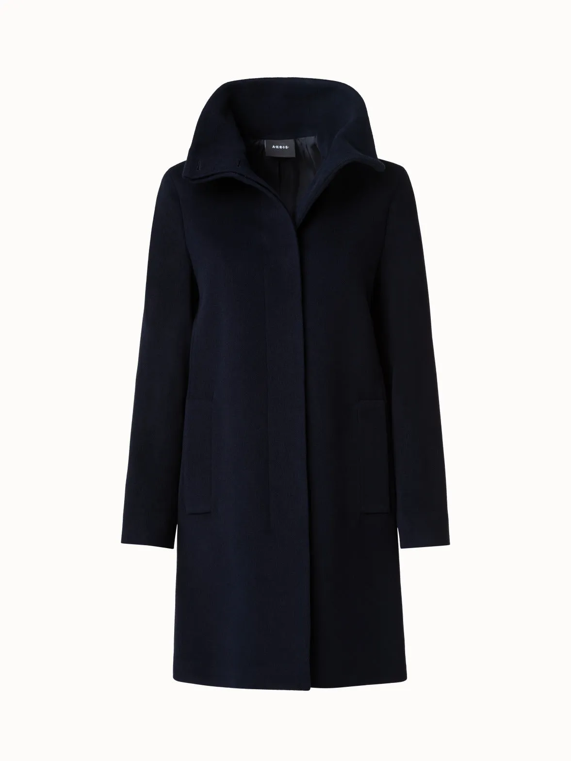 Layered Wool Coat with Removable Silk Layer Akris