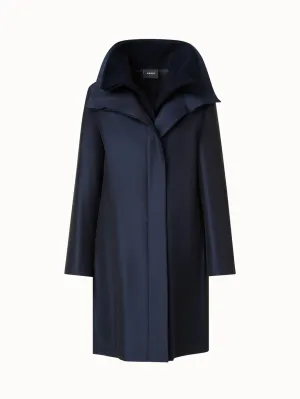 Layered Wool Coat with Removable Silk Layer Akris