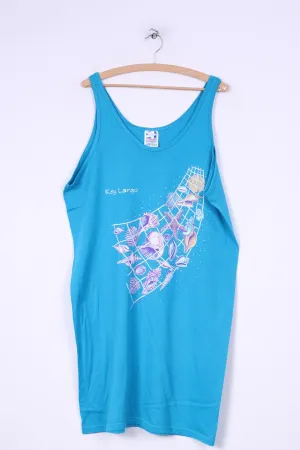 Lexington fabrics inc. Womens One Size Dress Key Largo Cotton Sleeveless Blue