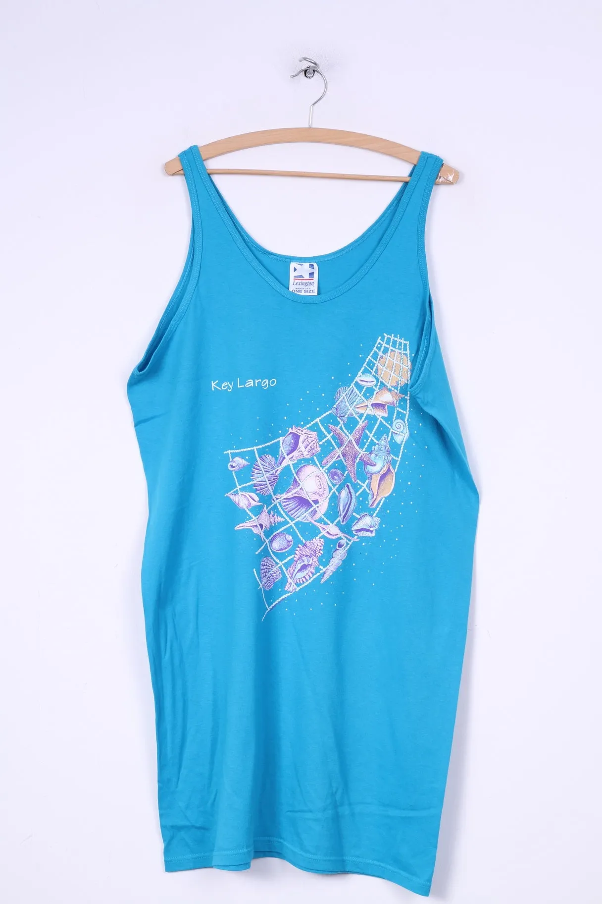 Lexington fabrics inc. Womens One Size Dress Key Largo Cotton Sleeveless Blue