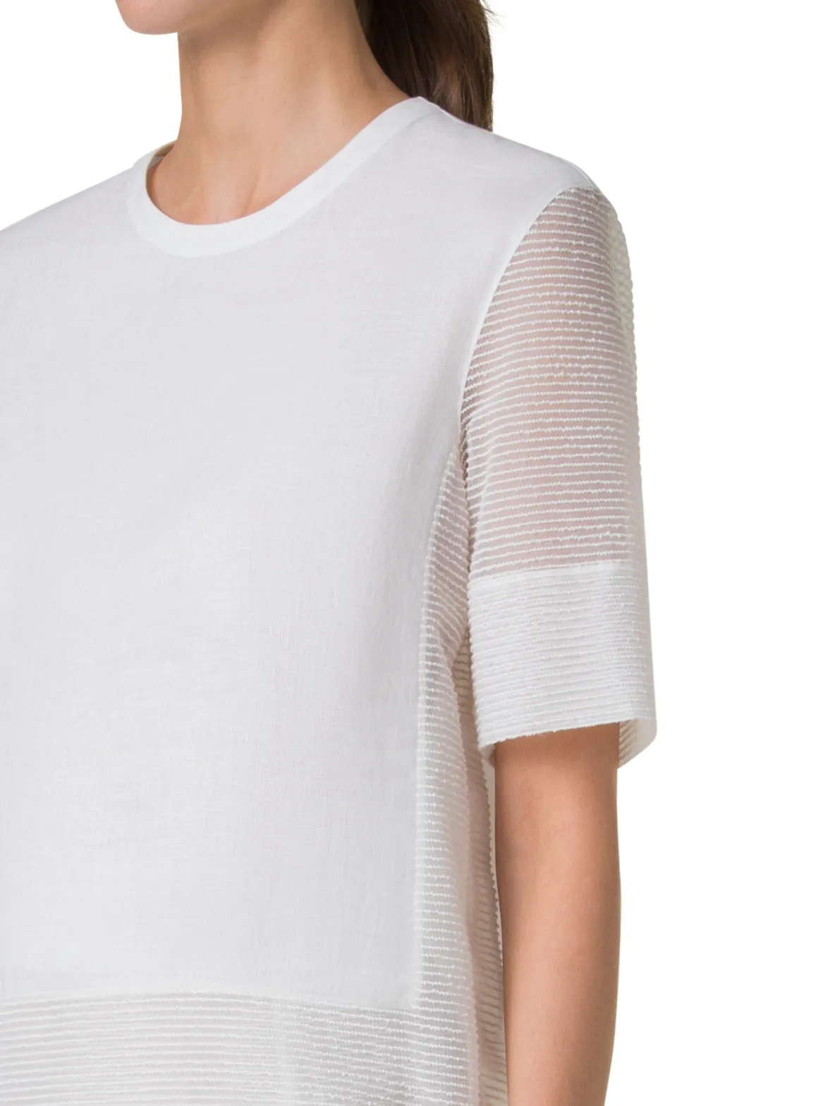 Linen Tunic Blouse with Sheer Sleeves and Side Akris