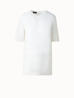 Linen Tunic Blouse with Sheer Sleeves and Side Akris