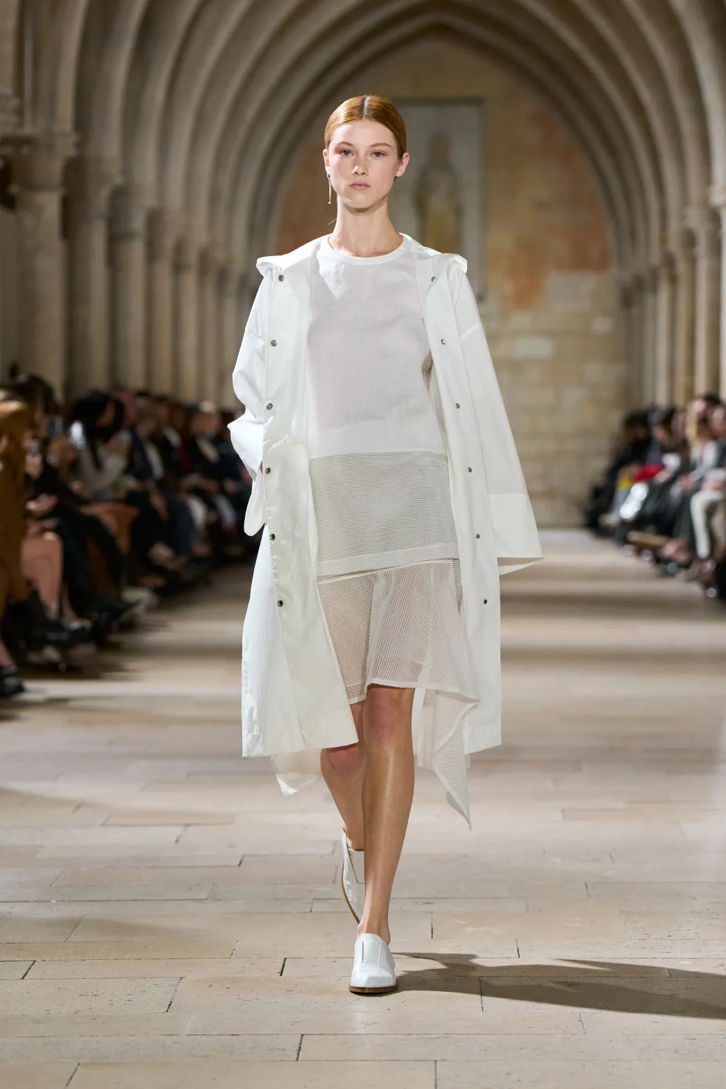 Linen Tunic Blouse with Sheer Sleeves and Side Akris