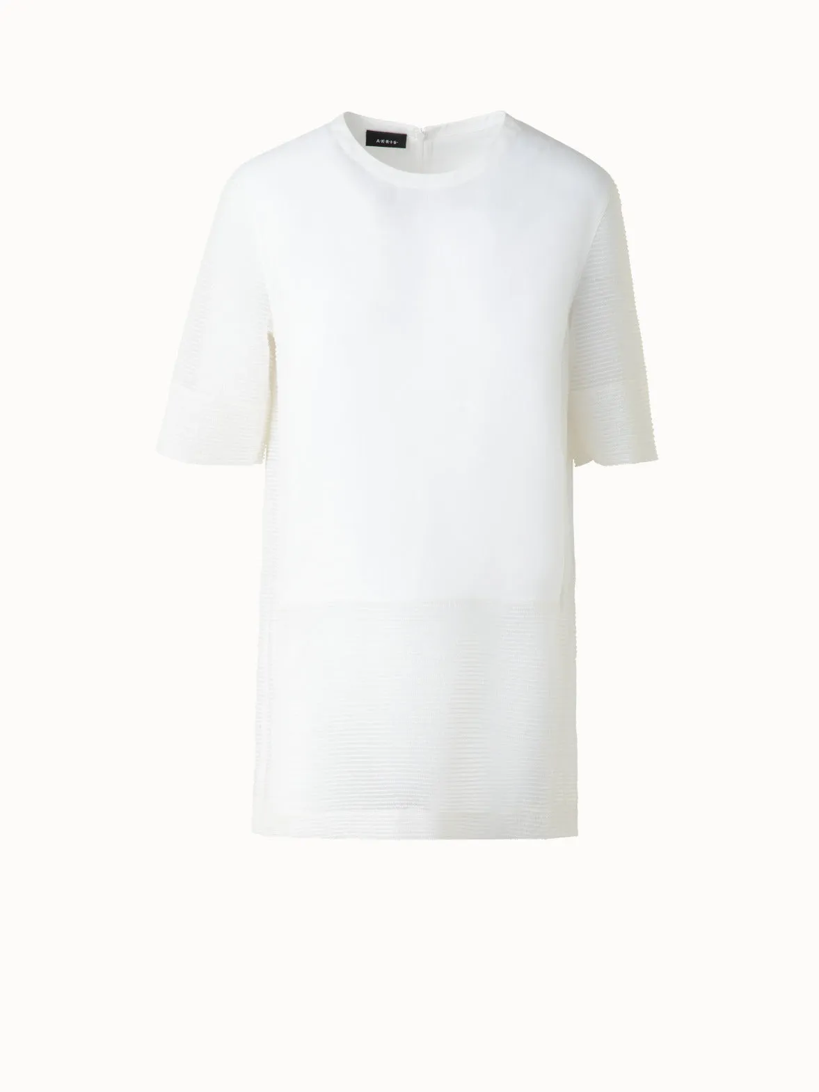 Linen Tunic Blouse with Sheer Sleeves and Side Akris