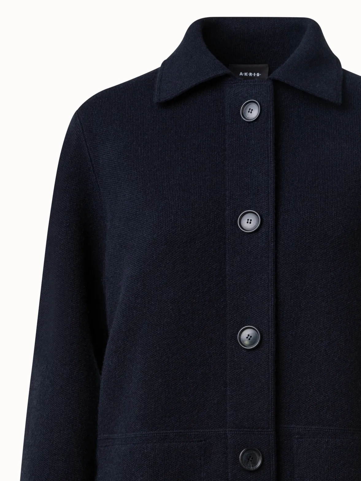 Long Cashmere Piqué Knit Jacket Akris