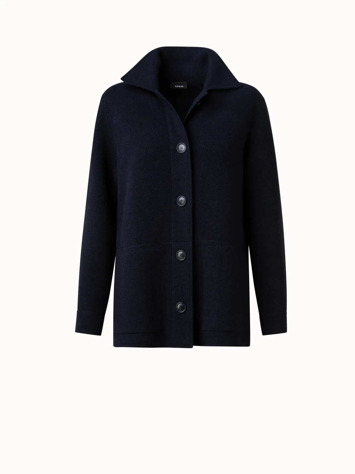 Long Cashmere Piqué Knit Jacket Akris