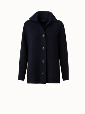 Long Cashmere Piqué Knit Jacket Akris