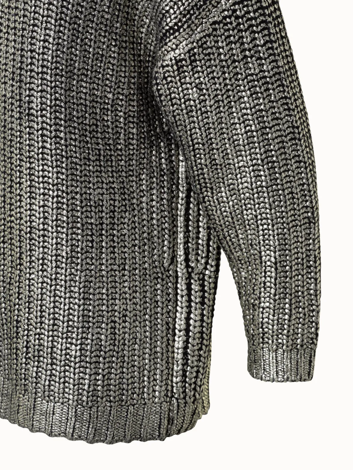 Long Chunky Laminated Cashwool Knit Sweater Akris