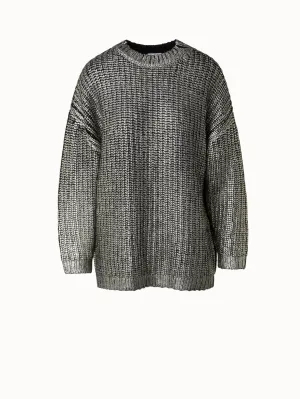 Long Chunky Laminated Cashwool Knit Sweater Akris